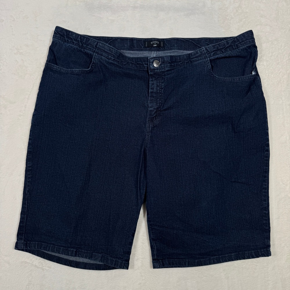 Riders by Lee Shorts Womens 24W M Dark Blue Bermuda Stretch Denim